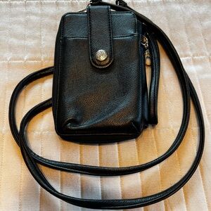 Chic Black Crossbody Bag with Silver Accent